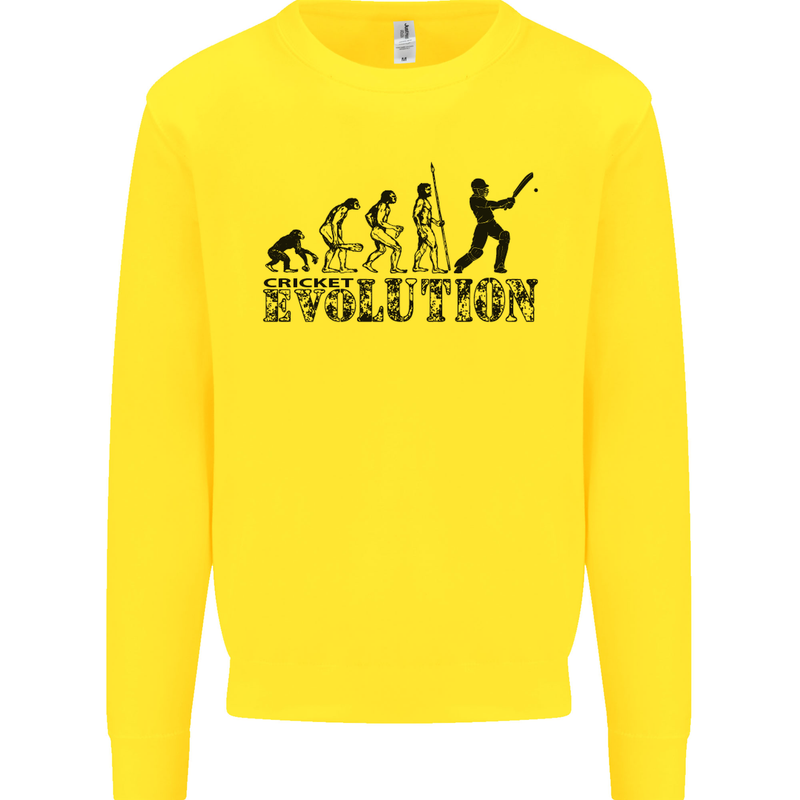 Evolution of a Cricketer Cricket Funny Kids Sweatshirt Jumper Yellow