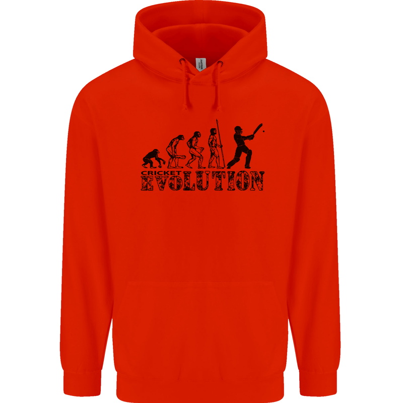 Evolution of a Cricketer Cricket Funny Mens 80% Cotton Hoodie Bright Red