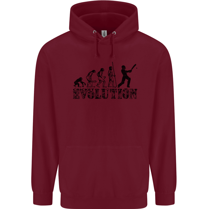 Evolution of a Cricketer Cricket Funny Mens 80% Cotton Hoodie Maroon