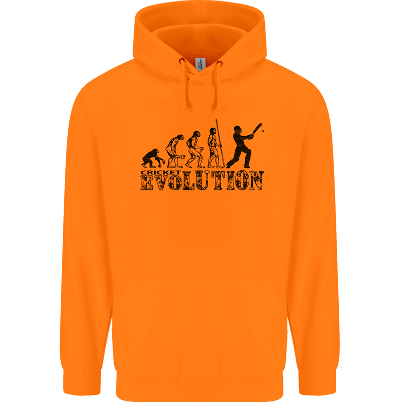 Evolution of a Cricketer Cricket Funny Mens 80% Cotton Hoodie Orange