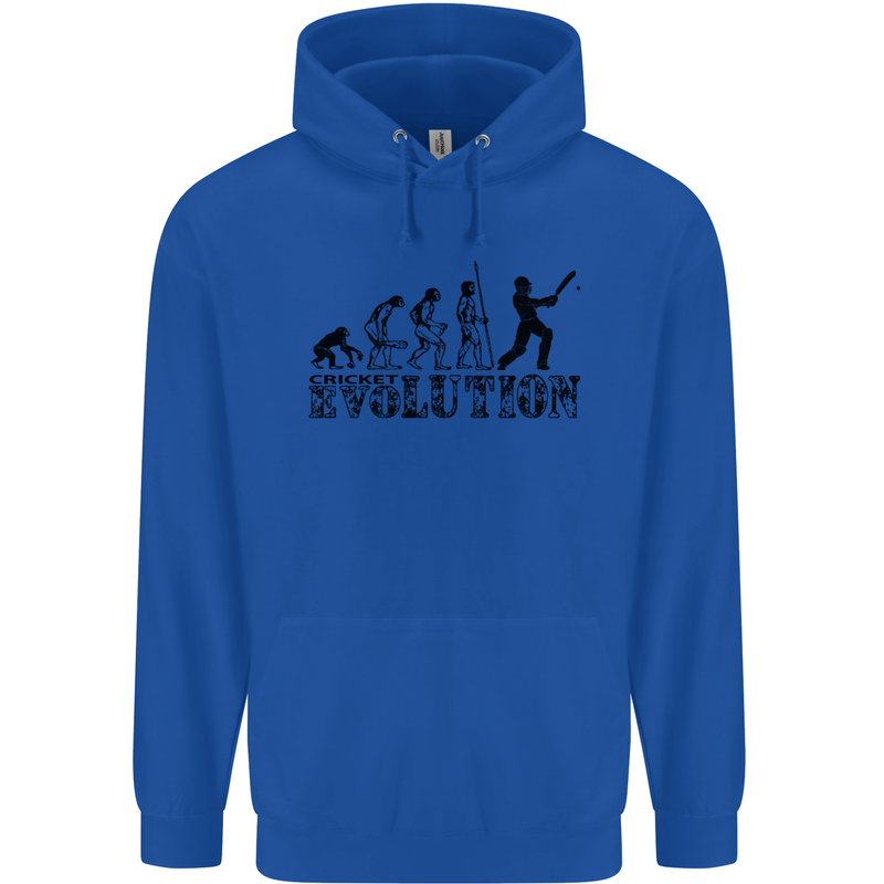Evolution of a Cricketer Cricket Funny Mens 80% Cotton Hoodie Royal Blue