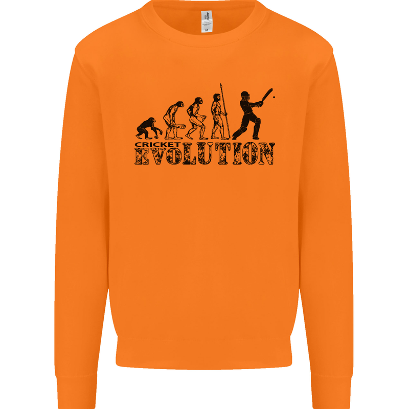 Evolution of a Cricketer Cricket Funny Mens Sweatshirt Jumper Orange