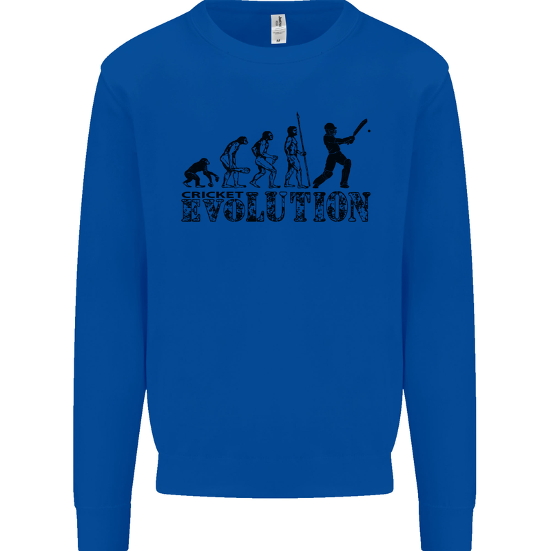 Evolution of a Cricketer Cricket Funny Mens Sweatshirt Jumper Royal Blue