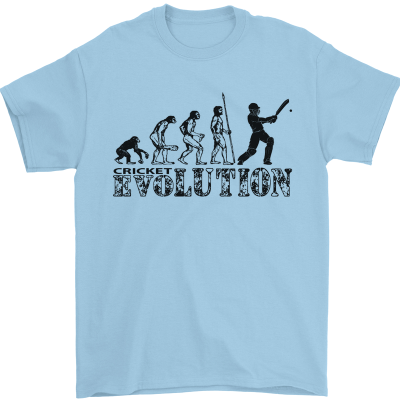 Evolution of a Cricketer Cricket Funny Mens T-Shirt Cotton Gildan Light Blue