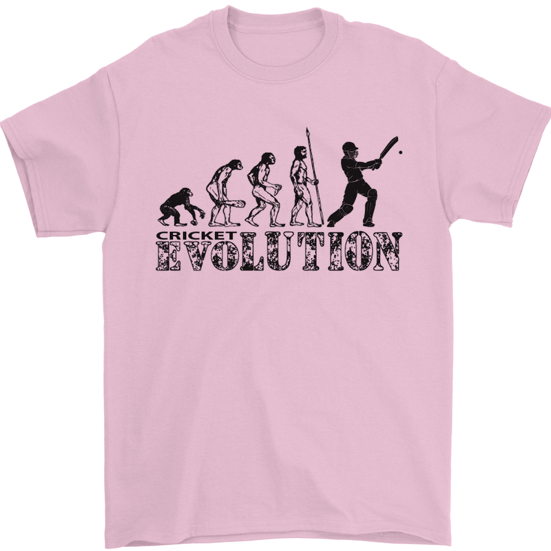 Evolution of a Cricketer Cricket Funny Mens T-Shirt Cotton Gildan Light Pink