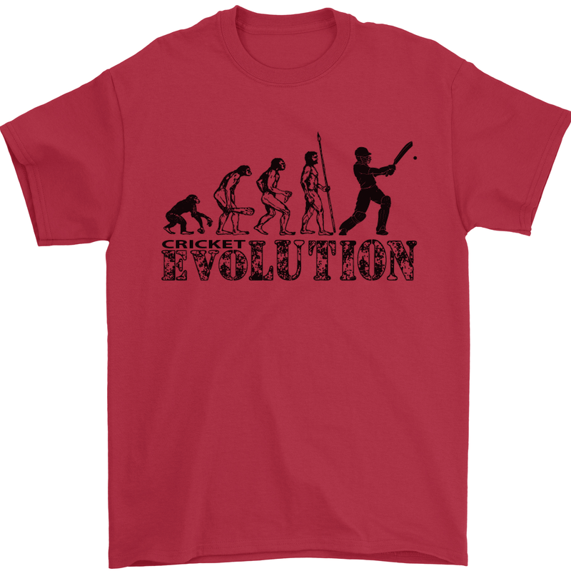 Evolution of a Cricketer Cricket Funny Mens T-Shirt Cotton Gildan Red