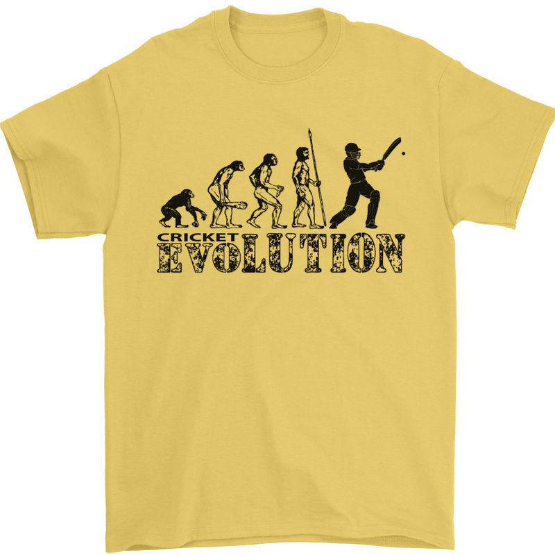 Evolution of a Cricketer Cricket Funny Mens T-Shirt Cotton Gildan Yellow