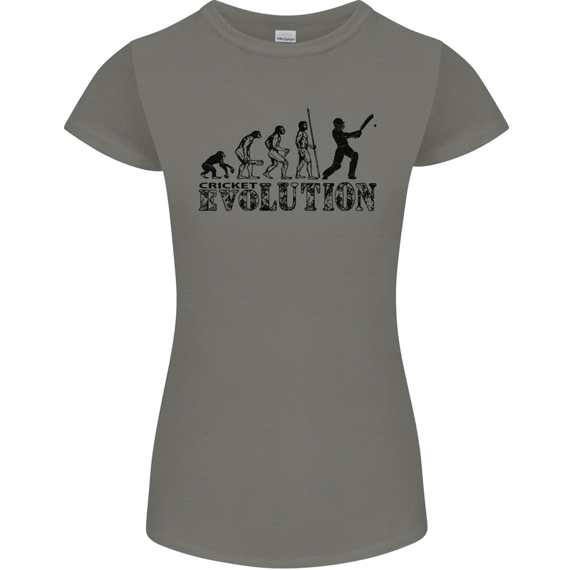 Evolution of a Cricketer Cricket Funny Womens Petite Cut T-Shirt Charcoal