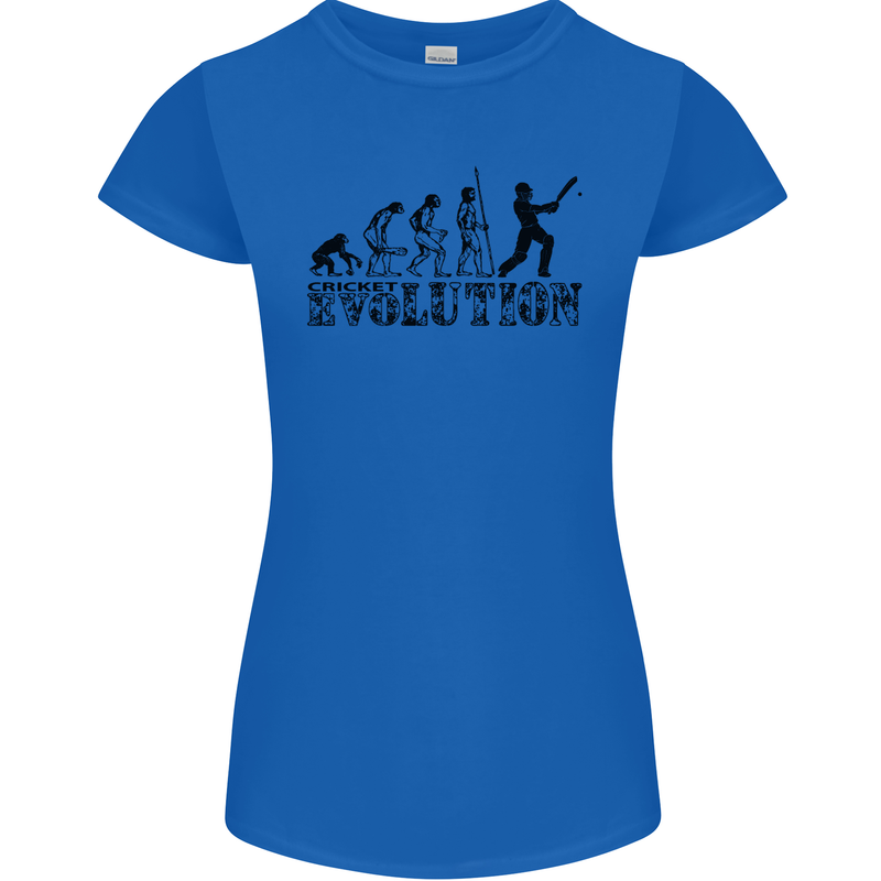 Evolution of a Cricketer Cricket Funny Womens Petite Cut T-Shirt Royal Blue