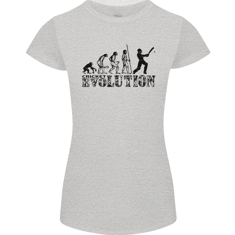 Evolution of a Cricketer Cricket Funny Womens Petite Cut T-Shirt Sports Grey