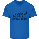 Evolution of a Fisherman Funny Fisherman Mens V-Neck Cotton T-Shirt Royal Blue