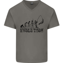 Evolution of a Fisherman Funny Fisherman Mens V-Neck Cotton T-Shirt Sports Grey