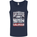 Excuses Calories Gym Training Top Funny Mens Vest Tank Top Navy Blue