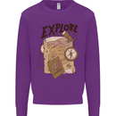 Explore Travel Orienteering Mountaineering Kids Sweatshirt Jumper Purple