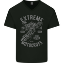 Extreme Motocross Motorbike Motox Mens V-Neck Cotton T-Shirt Black