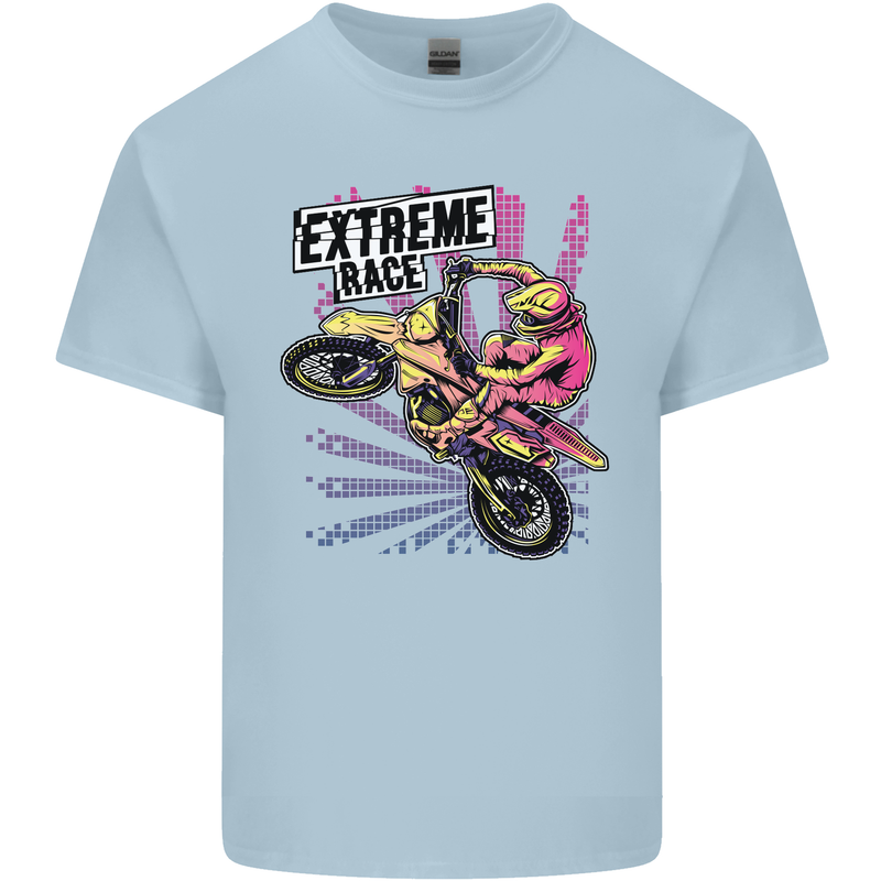 Extreme Race Motocross Dirt Bike Motorbike Kids T-Shirt Childrens Light Blue