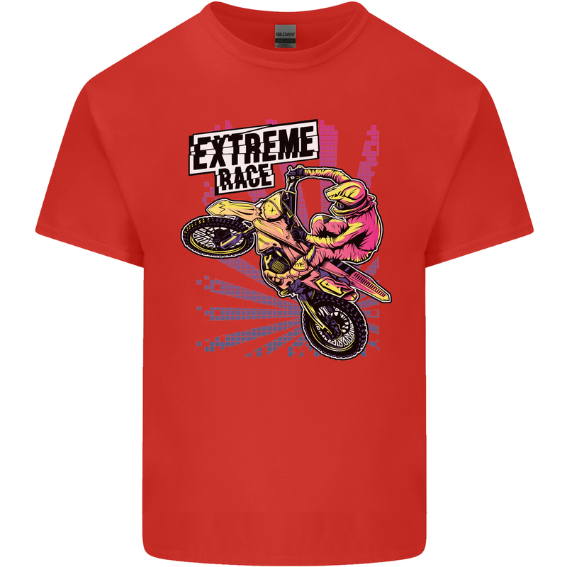 Extreme Race Motocross Dirt Bike Motorbike Kids T-Shirt Childrens Red