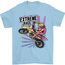 Extreme Race Motocross Dirt Bike Motorbike Mens T-Shirt Cotton Gildan Light Blue