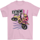 Extreme Race Motocross Dirt Bike Motorbike Mens T-Shirt Cotton Gildan Light Pink