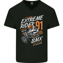 Extreme Sports BMX Rider Cycling Mens V-Neck Cotton T-Shirt Black