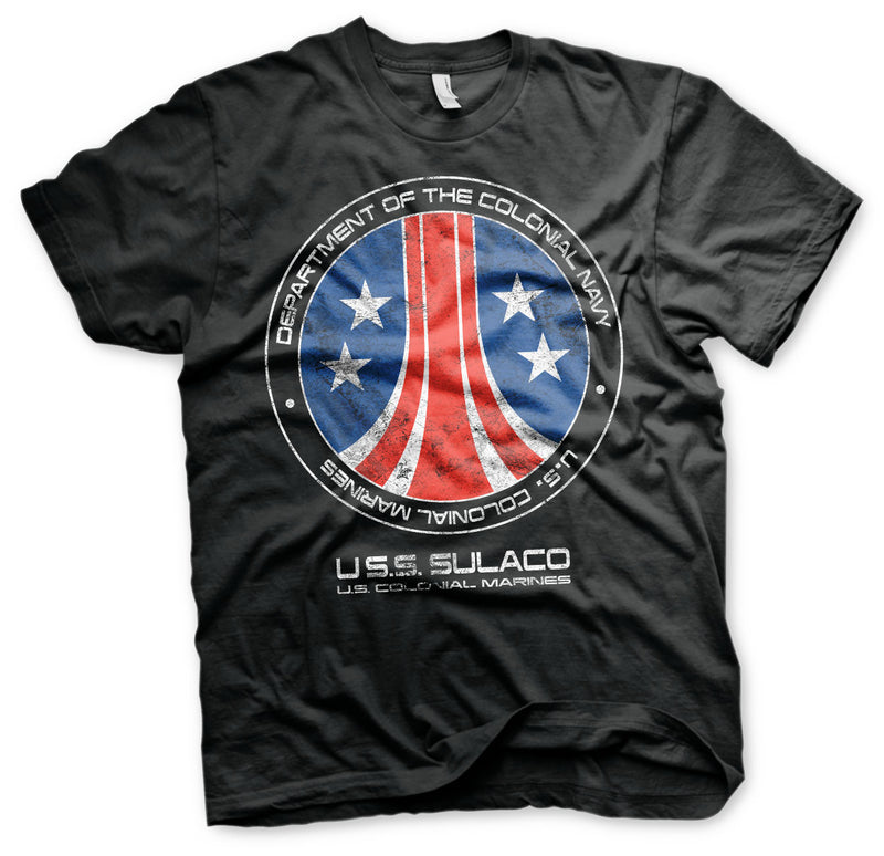 Aliens USS Sulaco men's black film t-shirt movie franchise science fiction horror action series