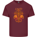 Faith Demonic Skulls Gothic Heavy Metal Mens Cotton T-Shirt Tee Top Maroon