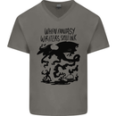 Fantasy Writer Author Novelist Dragons Mens V-Neck Cotton T-Shirt Charcoal