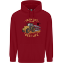 Farming Farm Life is the Best Life Farmer Mens 80% Cotton Hoodie Red