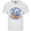 Father & Daughter Gaming Gamer Day Funny Mens V-Neck Cotton T-Shirt White