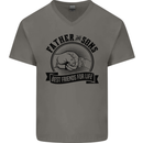 Father & Sons Best Friends Father's Day Mens V-Neck Cotton T-Shirt Charcoal