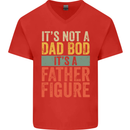 Father's Day Dad Bod It's a Father Figure Mens V-Neck Cotton T-Shirt Red