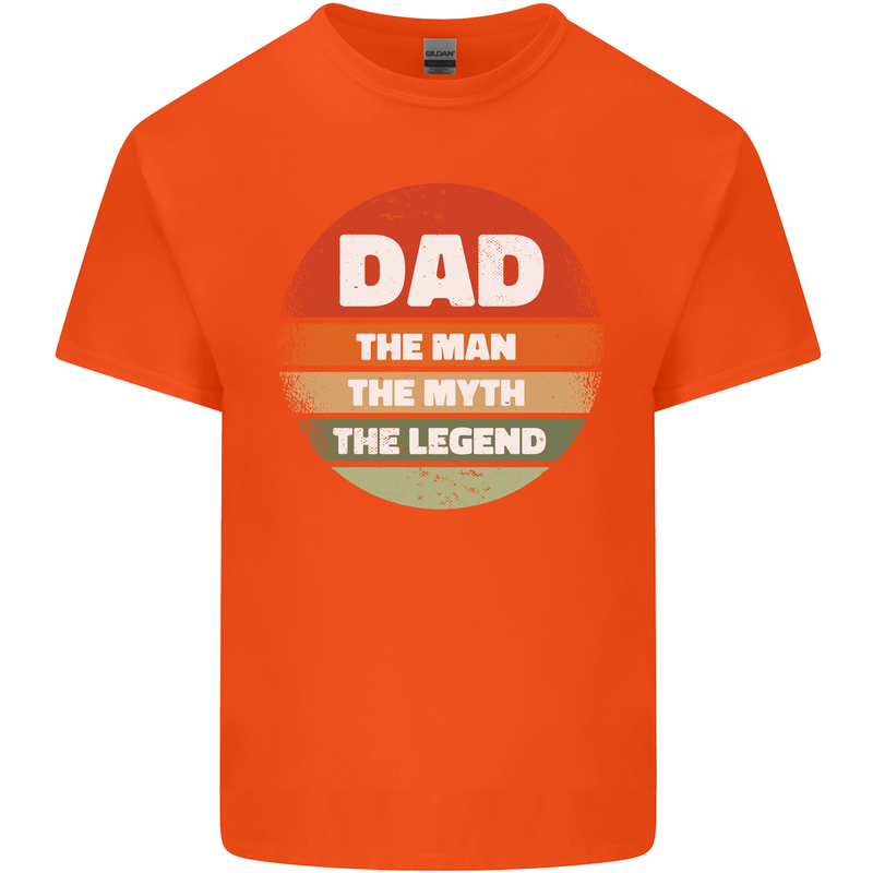 Father's Day Dad  the Man Myth Legend Funny Mens Cotton T-Shirt Tee Top Orange