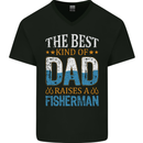 Father's Day Fishing Dad & Son Fisherman Mens V-Neck Cotton T-Shirt Black