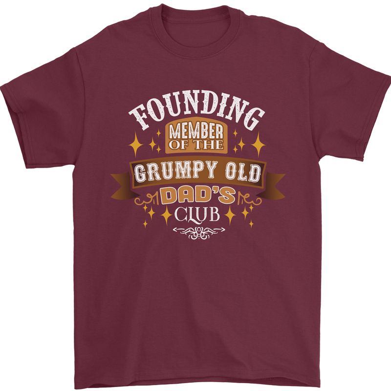 Father's Day Grumpy Old Dad's Club Funny Mens T-Shirt Cotton Gildan Maroon