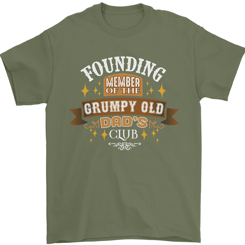 Father's Day Grumpy Old Dad's Club Funny Mens T-Shirt Cotton Gildan Military Green
