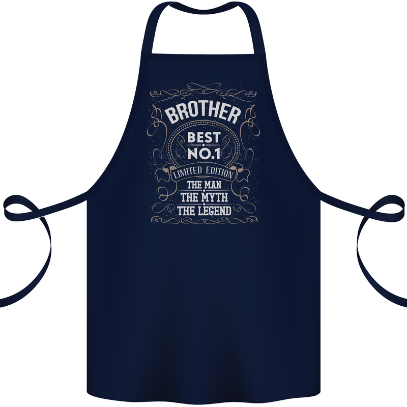 Father's Day No 1 Brother Man Myth Legend Cotton Apron 100% Organic Navy Blue