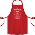 Father's Day No 1 Brother Man Myth Legend Cotton Apron 100% Organic Red