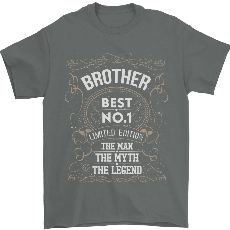 Father's Day No 1 Brother Man Myth Legend Mens T-Shirt Cotton Gildan Charcoal