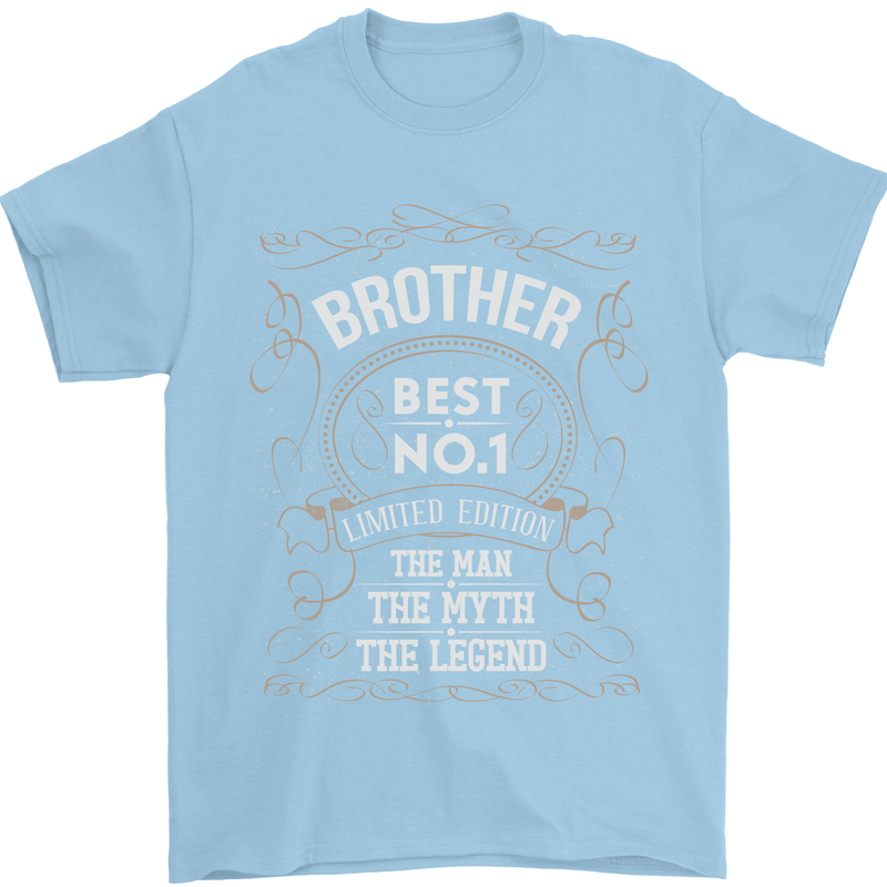 Father's Day No 1 Brother Man Myth Legend Mens T-Shirt Cotton Gildan Light Blue