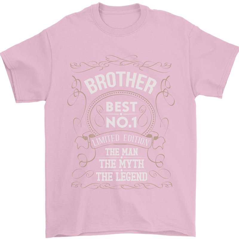 Father's Day No 1 Brother Man Myth Legend Mens T-Shirt Cotton Gildan Light Pink
