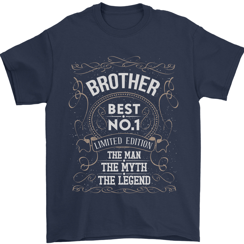 Father's Day No 1 Brother Man Myth Legend Mens T-Shirt Cotton Gildan Navy Blue
