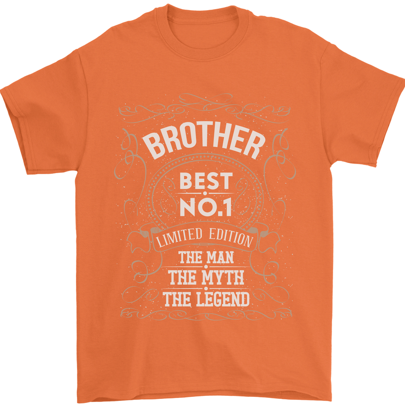 Father's Day No 1 Brother Man Myth Legend Mens T-Shirt Cotton Gildan Orange