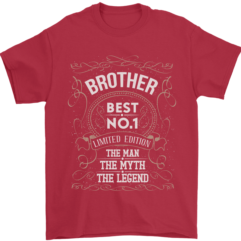 Father's Day No 1 Brother Man Myth Legend Mens T-Shirt Cotton Gildan Red