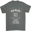 Father's Day No 1 Dad Man Myth Legend Funny Mens T-Shirt Cotton Gildan Charcoal