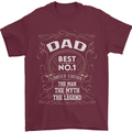 Father's Day No 1 Dad Man Myth Legend Funny Mens T-Shirt Cotton Gildan Maroon