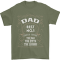 Father's Day No 1 Dad Man Myth Legend Funny Mens T-Shirt Cotton Gildan Military Green