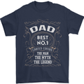 Father's Day No 1 Dad Man Myth Legend Funny Mens T-Shirt Cotton Gildan Navy Blue