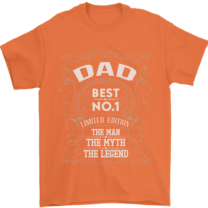 Father's Day No 1 Dad Man Myth Legend Funny Mens T-Shirt Cotton Gildan Orange