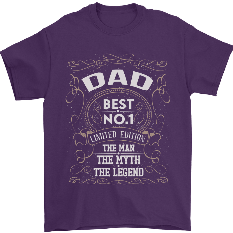 Father's Day No 1 Dad Man Myth Legend Funny Mens T-Shirt Cotton Gildan Purple
