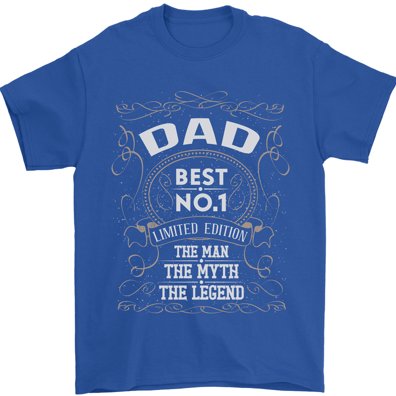 Father's Day No 1 Dad Man Myth Legend Funny Mens T-Shirt Cotton Gildan Royal Blue